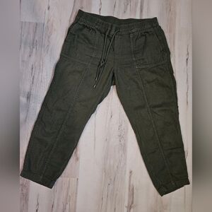 Old Navy Womens Olive Green Seamed Utility Cargo Jogger Pants Medium Tapered Leg